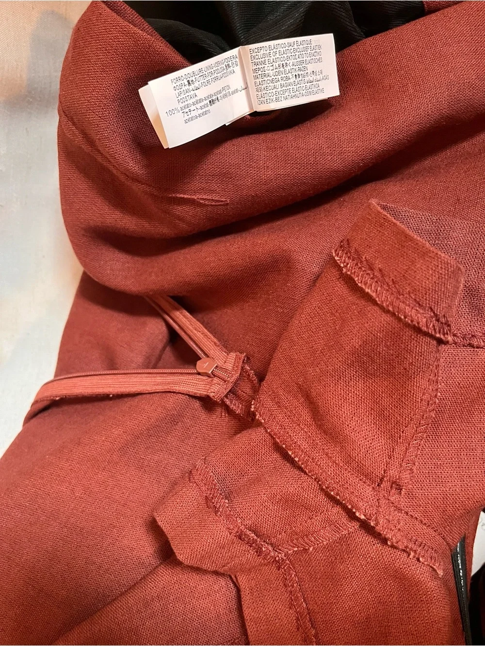 Zara Romper Linen Short Jumpsuit Terracotta Open Sholders Medium 3453/722/658